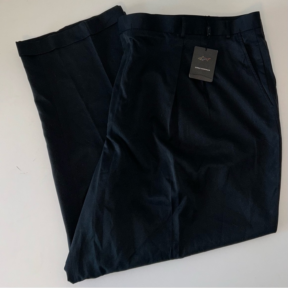 NWT Greg Norman mens HUSKY STOCKY sizing black cuffed dress pants size W60, L30